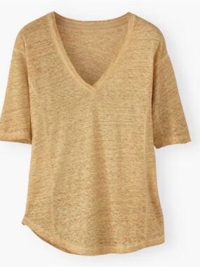 Wrap London Linen Jersey V Neck T Shirt in Tuscan Sun Sz 10
